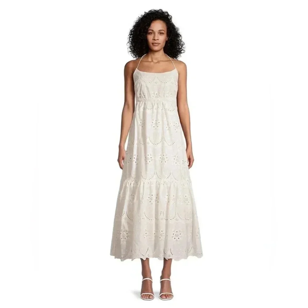 Tracey Reese Organic Eyelet & Laced Back Halter Dress NWT - Picture 2 of 13